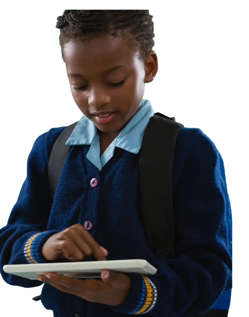 Student holding a donated laptop from Tech On Hand, representing device donations that empower education in Africa